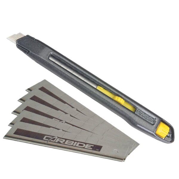 STANLEY Cutter Interlock 0-10-018, inkl. 5 Carbide Abbrechklingen, Teppichmesser – Bild 2