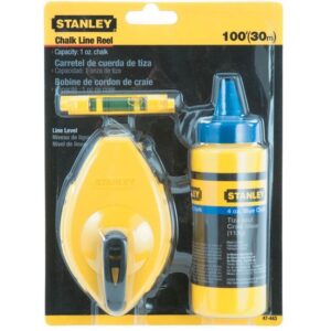 STANLEY Schlagschnur-Set 0-47-443 30m Set inkl. blaue Kreide + Schnurwasserwaage