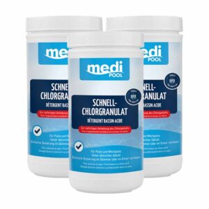 mediPOOL Schnell-Chlor Granulat 1 kg - Chlorgranulat Aktivchlor Poolreinigung Poolpflege