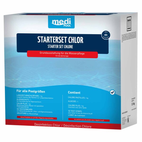 mediPOOL StarterSet-Chlor (mit Chlor PLUS) 3,1 kg Desinfektion, Chlortabletten, Schnellchlorung, klares Wasser, Poolreinigung – Bild 2