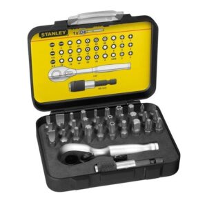 STANLEY 1-13-904 Bit-Satz 1/4" - 25 mm - Mit Mini-Umschaltknarre - 32-teilig