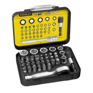 STANLEY 1-13-906 Bit-Satz 1/4" - 25mm - Mit Mini-Umschaltknarre und Steckschlüsseln - 39-teilig