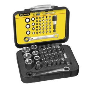 STANLEY 1-13-907 Bit-Satz 1/4" - 25 mm - Mit Knarrenschlüssel und Steckschlüsseln - 39-teilig