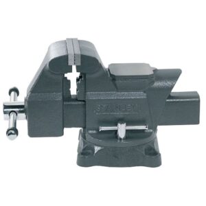 STANLEY MaxSteel® 1-83-067 Schraubstock für Werkbank, Drehbar - 125mm Spannweite, Gußeiserne Konstruktion, Feingewinde