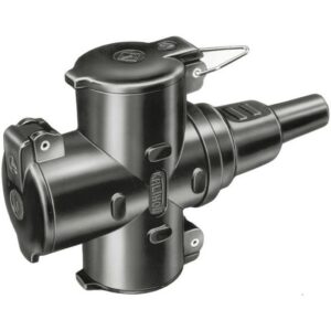 Rimag Vollgummi-Dreiwegekupplung Strombuchse 3-fach 250 V mit Knickschutz und Deckel