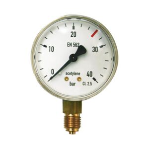 Inhaltsmanometer Acetylen Druckmessgerät Manometer R 1/4'' 40 bar - Durchfluss bis 26 L / min