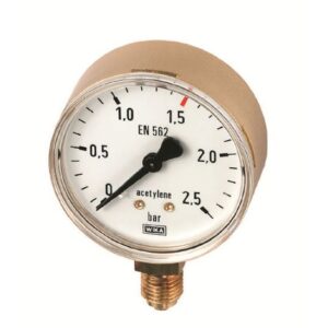 Druckmessgerät Manometer Acetylen R 1/4 Zoll 2,5 bar - Durchfluss bis 1,5 L/min