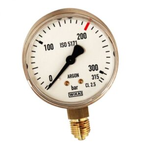 Ersatzmanometer Inhaltsmanometer Argon 315 bar - 200 l/min - R 1/4 Zoll Gewinde - 63 mm breites Sichtfeld