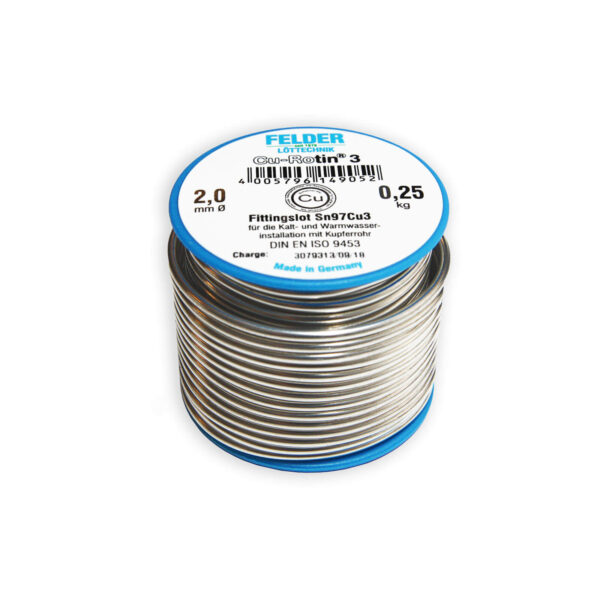 FELDER Fittingslot Cu-Rotin 3 Weichlot S-Sn97Cu3 Zinn Kupfer Lot VPE: 250g – Bild 2