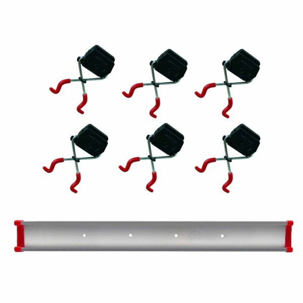 Gerätehalter-Set Universal, Geräteleiste, Werkzeughalter, Gartengerätehalter, Wandhalter auf 100cm Schiene – Bild 2