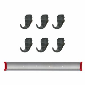 Bruns Gerätehaken-Set Universal, Geräteleiste, Werkzeughalter, Gartengerätehalter, Wandhalter auf 100cm Schiene
