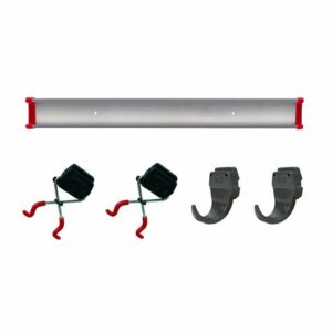 Bruns Gerätehalter-Set Universal, Geräteleiste, Werkzeughalter, Gartengerätehalter, Wandhalter auf 50cm Schiene