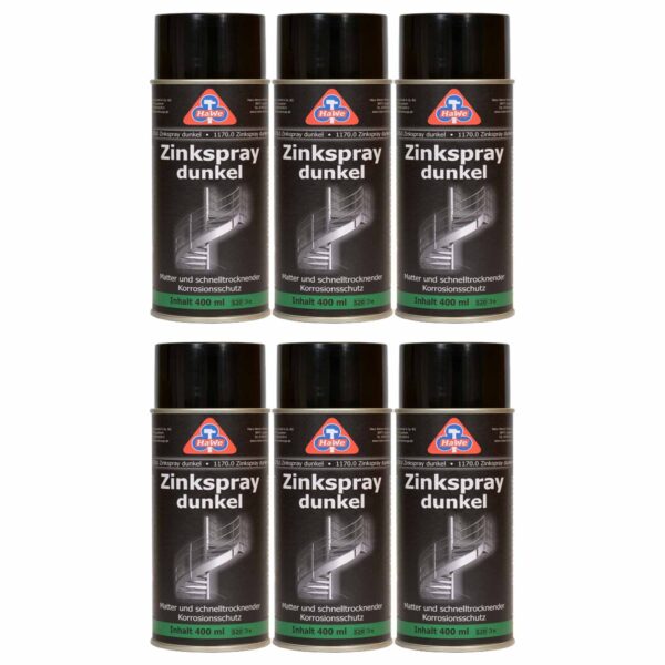 HaWe Zinkspray dunkel 6x 400 ml, Rostschutz, Grundierung, Korrosionsschutz, Zinkausbesserungsspray – Bild 2