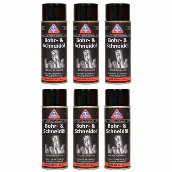HaWe Bohr- und Schneidöl Spray 6x 400 ml, Schmieröl, Bohröl, Schmiermittel, Gewindeschneidöl, Kühlmittel – Bild 2