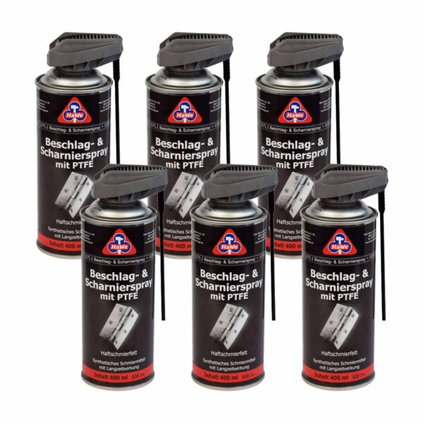 HaWe Beschlag- und Scharnierspray mit PTFE 6x 400 ml, Schmierspray, Schmieröl, Pflegespray, Kriechöl – Bild 2