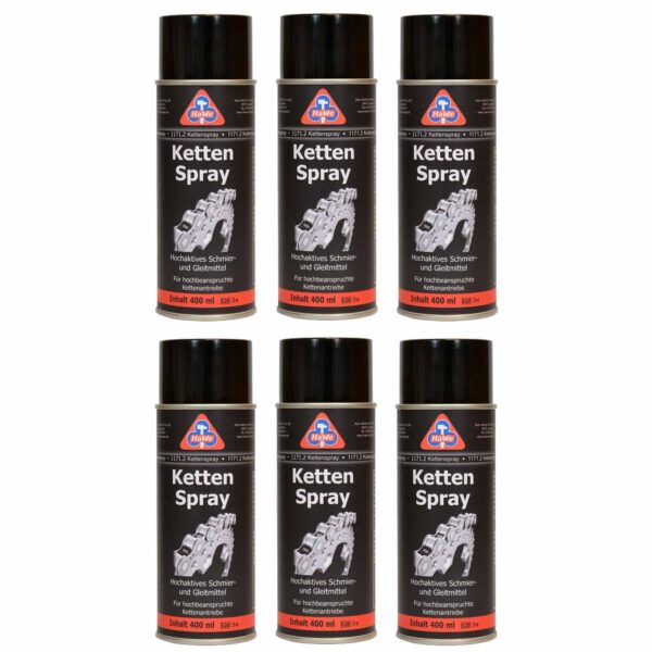 HaWe Kettenspray 6x 400 ml, Haftschmiermittel, Sprühfett, Haftschmierstoff, Schmierfett, Haftfett – Bild 2