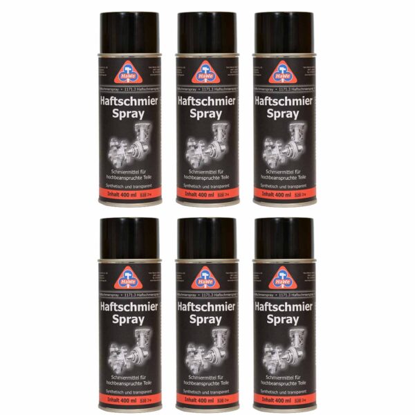 HaWe Haftschmierspray 6x 400 ml, Haftschmiermittel, Sprühfett, Haftschmierstoff, Schmierfett, Haftfett, Kettenspray – Bild 2