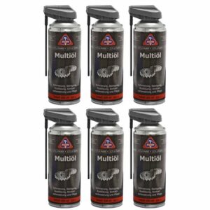 HaWe Multiöl 6x 400 ml, Multifunktionsöl, Rostlöserspray, Servicespray, Schmiermittel, Pflegespray mit Klappröhrchen