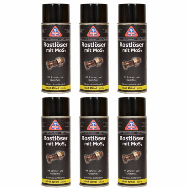 HaWe Rostlöser mit Mos2 6x 400 ml, Rostentferner, Schmiermittel, Kriechöl, Rostlöserspray – Bild 2