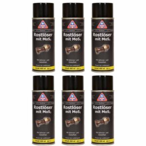 HaWe Rostlöser mit Mos2 6x 400 ml, Rostentferner, Schmiermittel, Kriechöl, Rostlöserspray