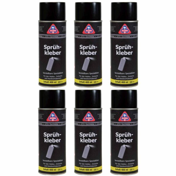 HaWe Sprühkleber 6x 400 ml, Kontaktkleber, Haftkleber, Universalkleber, Alleskleber, Kraftsprühkleber – Bild 2