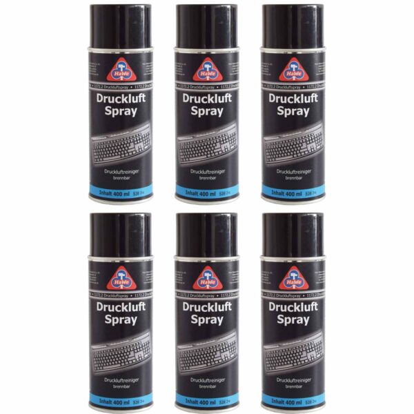 HaWe Druckluftspray brennbar 6x 400 ml, Druckluftreiniger, Reinigungsspray, Druckgasspray, Luftspray – Bild 2