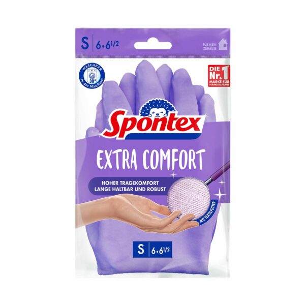 Spontex Haushaltshandschuhe Extra Comfort, Handschuh, Naturkautschuklatex, Spülhandschuh, griffsicher – Bild 2