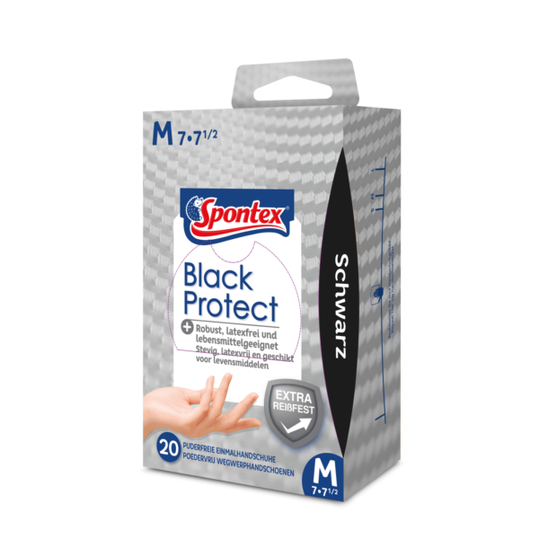 Spontex Einmalhandschuhe Black Protect 20 Stück, Einweghandschuhe schwarz, Nitrilhandschuhe, puderfrei – Bild 2