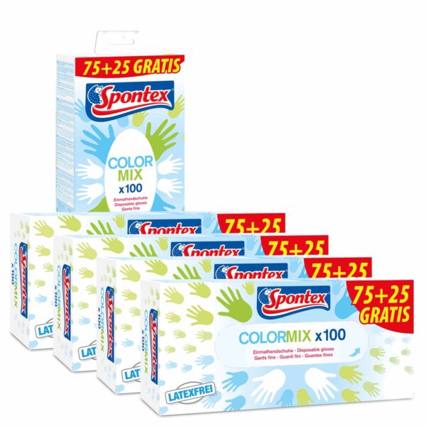 Spontex Einmalhandschuhe Color Mix 500 Stück puderfrei, Einweghandschuhe, Haushaltshandschuhe, Kochhandschuhe – Bild 2