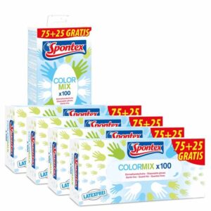 Spontex Einmalhandschuhe Color Mix 500 Stück puderfrei, Einweghandschuhe, Haushaltshandschuhe, Kochhandschuhe