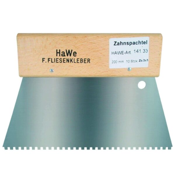 HaWe Zahnspachtel mit breitem Holzgriff und Aufhängeloch - 200 mm Breit, verschiedene Zahnungen – Bild 2