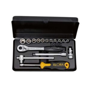 ELORA Steckschlüssel-Satz Nusskasten Knarrenkasten Ratsche 1/4'' 4-13mm