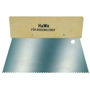 HaWe Zahnspachtel mit breitem Holzgriff und Aufhängeloch - 200 mm Breit, verschiedene Zahnungen