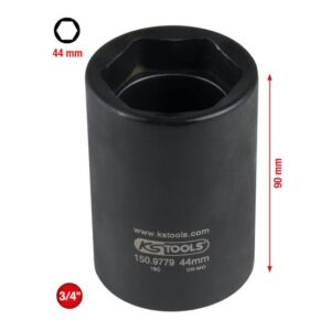 KS Tools 150.9779 3/4 Zoll Traggelenk-Stecknuss für PSA, Schwarz, 44 mm