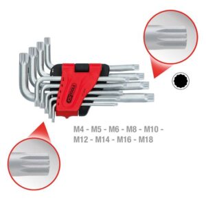 KS Tools Innenvielzahn Winkelschlüssel Satz 151.4630 kurz - aus Spezial-Werkzeugstahl, in den Größen M4, M5, M6, M8, M10, M12, M14, M16, M18