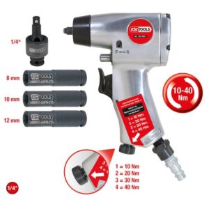 KS Tools Glühkerzen-Druckluft-Vibrationsschrauber Satz 152.1060, 40 Nm, 1/4 Zoll inkl. 3x Schlagschraubernuss + Kardangelenk