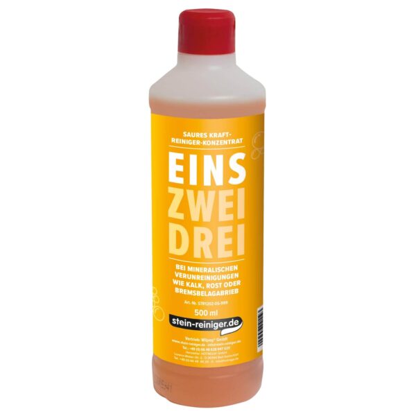 stein-reiniger.de: EINS - Saurer Reiniger 500 ml Konzentrat entfernt Kalk, Rost, Kesselstein, Zementschleier, Kalkseife uvm. – Bild 2