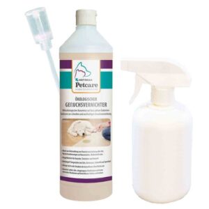HOTREGA Petcare Ökologischer Geruchsvernichter 1L inkl. Sprühflasche und Dosierer - beseitigt Urin, Tiergerüche, Kot u.v.m.