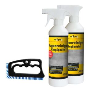 WILPEG Fugenreiniger 1000 ml "KingSpezial" + Fugenbürste Fuginator "Master" Set - Reinigung von Wand- und Bodenfliesen - Sehr starke Bürste