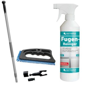 HOTREGA Fugenreiniger 500 ml + Fugenbürste Fuginator "Master" + Alu-Teleskopstiel + Fugidaptor Set, Reinigungsmittel, Fugen, Auffrischer, Fliesenreiniger
