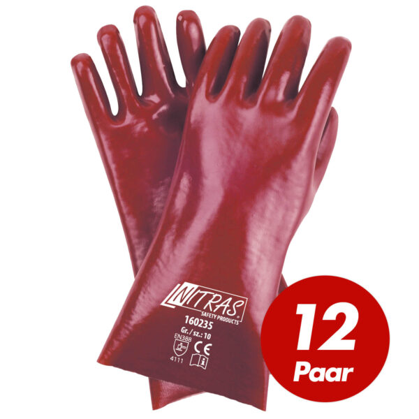 NITRAS PVC-Handschuhe 160235 Schutzhandschuhe Handschuhe beschichtet 35 cm - Ideal für Arbeiten in Nass-, Fett- und Ölbereichen - 12 Paar – Bild 2