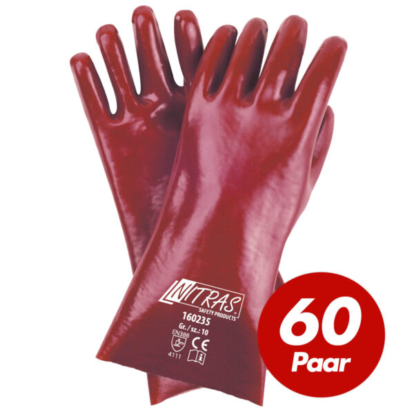 NITRAS PVC-Handschuhe 160235 Schutzhandschuhe Handschuhe beschichtet 35 cm - Ideal für Arbeiten in Nass-, Fett- und Ölbereichen - 60 Paar – Bild 2