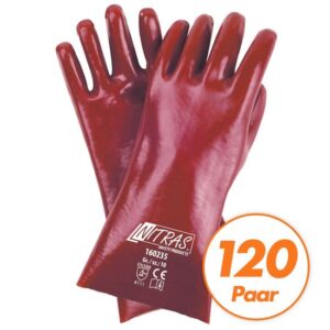 NITRAS PVC-Handschuhe 160235 Schutzhandschuhe Handschuhe beschichtet 35 cm - Ideal für Arbeiten in Nass-, Fett- und Ölbereichen - 120 Paar