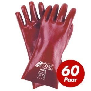 NITRAS PVC-Handschuhe 160235 Schutzhandschuhe Handschuhe beschichtet 35 cm - Ideal für Arbeiten in Nass-, Fett- und Ölbereichen - 60 Paar