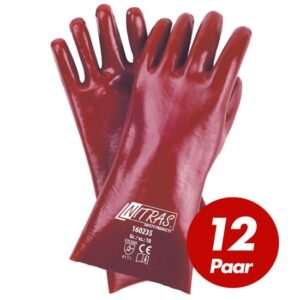 NITRAS PVC-Handschuhe 160235 Schutzhandschuhe Handschuhe beschichtet 35 cm - Ideal für Arbeiten in Nass-, Fett- und Ölbereichen - 12 Paar