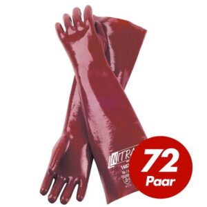 NITRAS PVC-Handschuhe Schutzhandschuhe 160245 beschichtet 45 cm - Ideal für Arbeiten in Nass-, Fett- und Ölbereichen - 72 Paar
