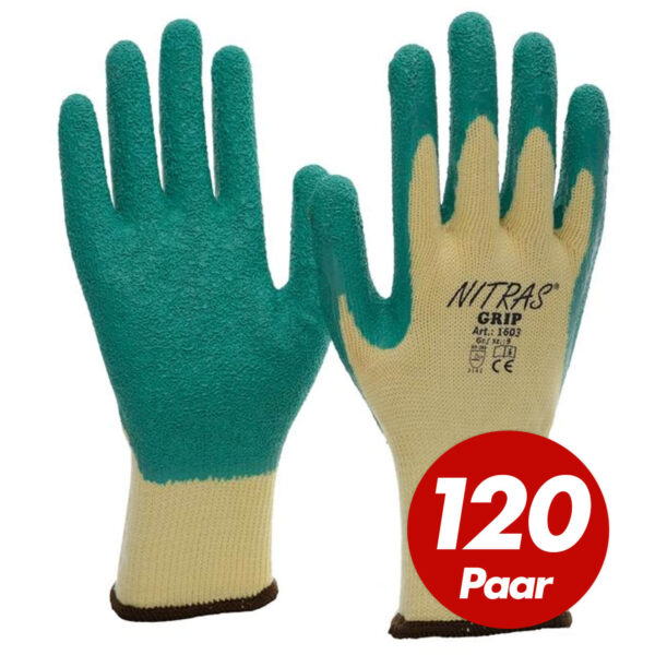 NITRAS GRIP Strickhandschuhe 1603 Arbeitshandschuhe mit Latexbeschichtung EN 388 - VPE 120 Paar – Bild 2