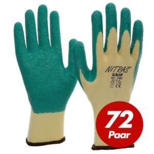 NITRAS 1603 GRIP Strickhandschuhe Arbeitshandschuhe mit Latexbeschichtung, Allroundhandschuh VPE 72 Paar