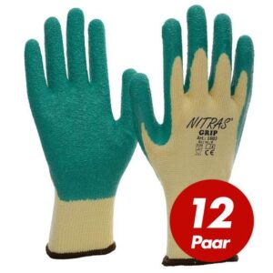 NITRAS 1603 GRIP Strickhandschuhe Arbeitshandschuhe mit Latexbeschichtung, Allroundhandschuh VPE 12 Paar