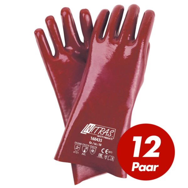 NITRAS PVC-Handschuhe 160435 vollbeschichtet doppelt getaucht - sehr gute Beständigkeit gegen Fette und Mineralöle - 12 Paar – Bild 2